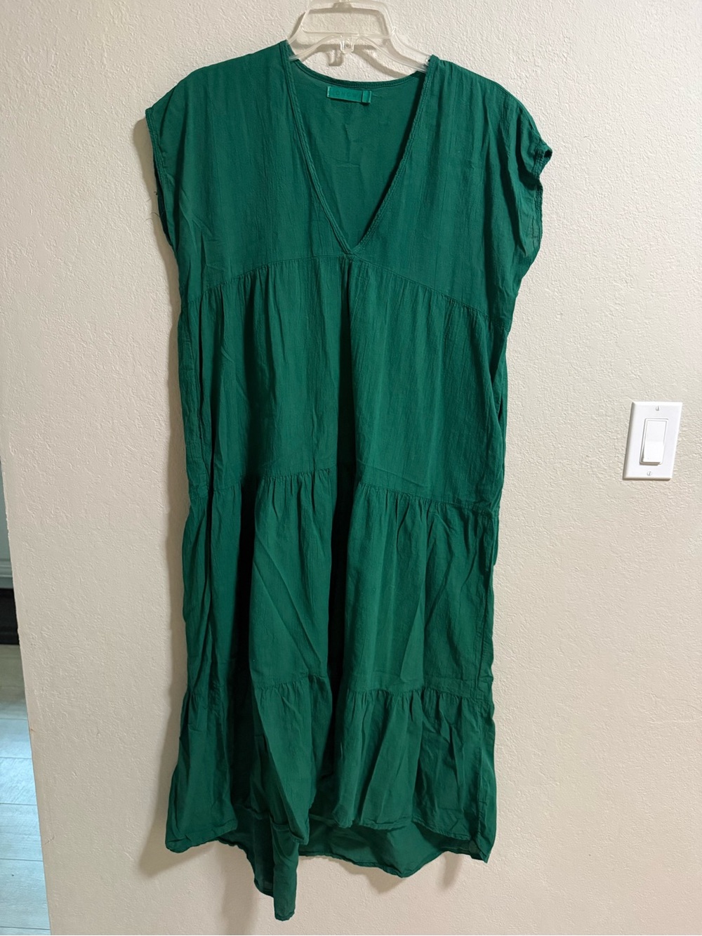 Longway Emerald Green Tiered Midi Dress Size 2